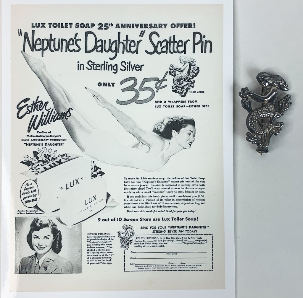 Vintage 1940's Neptune's Daughter Esther Williams Scatter Brooch Pin