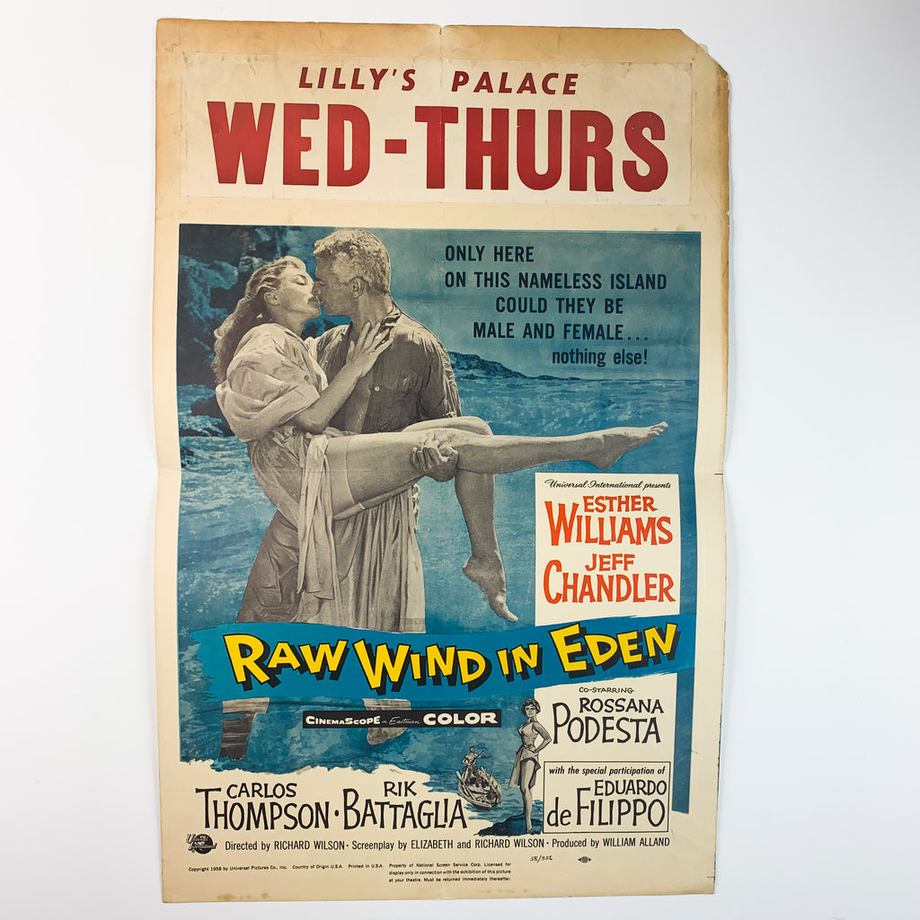 Vintage 1958 Raw Wind In Eden Esther Williams Original Promo Poster Ad
