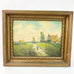 Antique Oil on Canvas Windmills Landscape Painting Signed Wood Framed Art