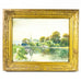 Antique  Landscape Animals Signed Wood Framed Art