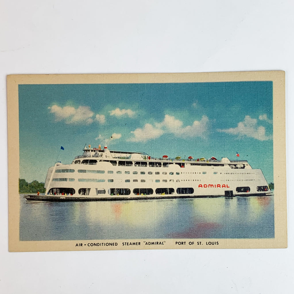 Air Conditioned S. S. Steamer Admiral Port Of  St Louis Ship Linen Postcard