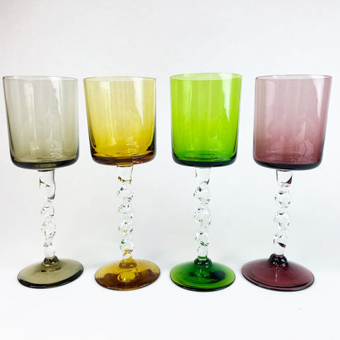 Vintage Champagne Spiral Twist Stem Drinking Glasses