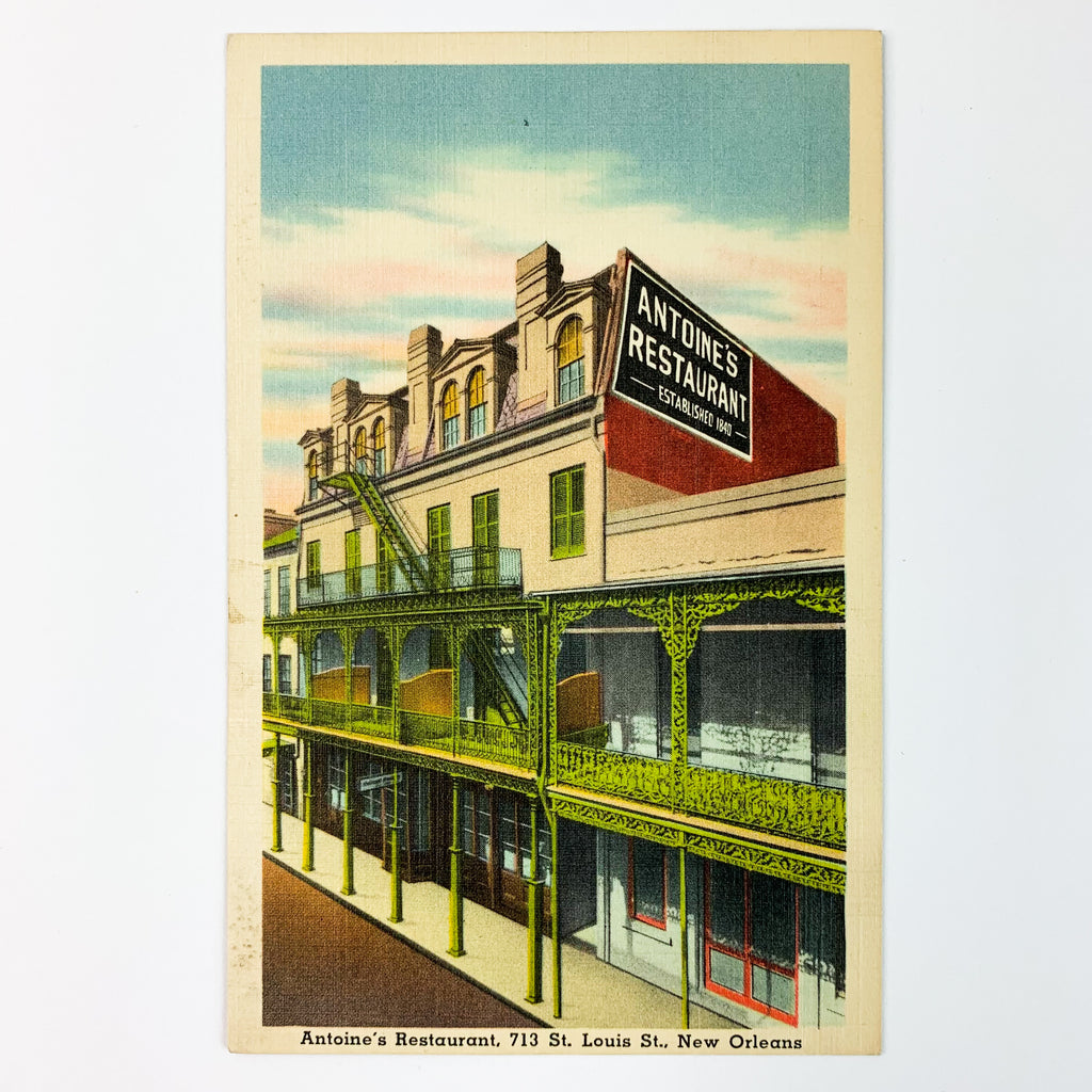 Antoine’s Restaurant St Louis St, New Orleans Louisiana Linen Postcard