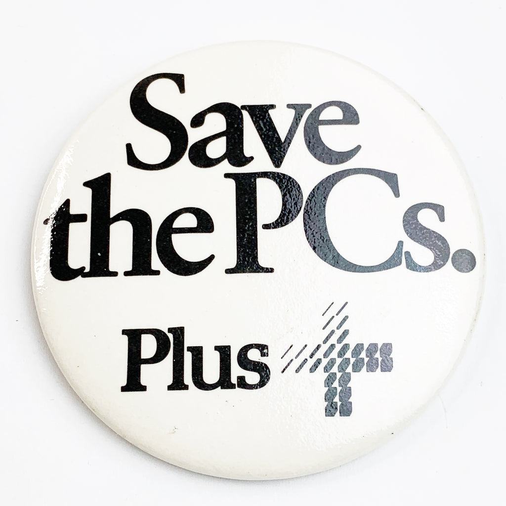 Vintage SAVE THE PC'S Plus Computer Pin Button Pinback