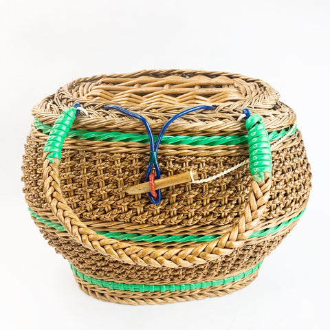 Vintage Wicker Straw Rattan Woven Basket Purse Bag