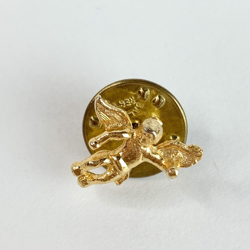Vintage Gold Tone Guradian Angel Lapel Pin