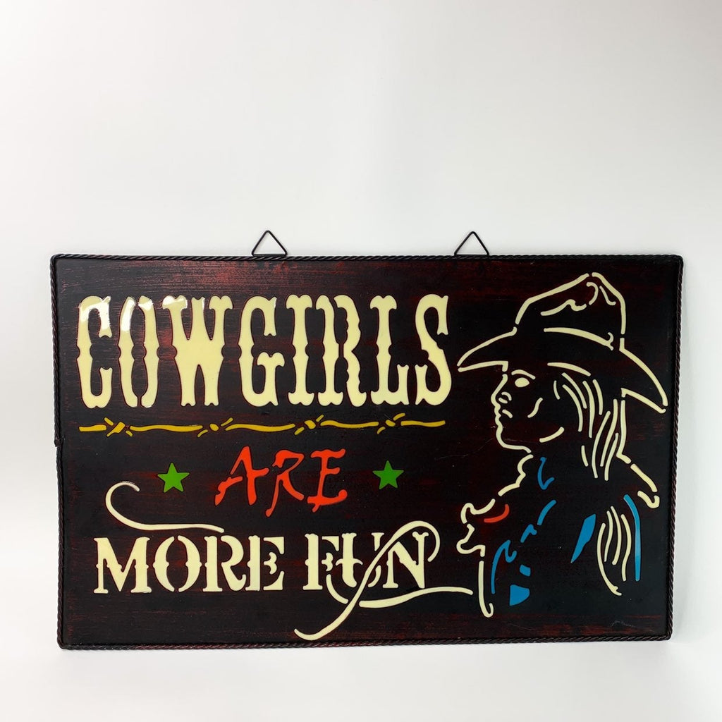 Cowgirls Are More Fun Western Metal Sign