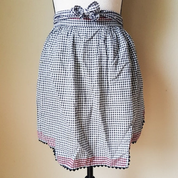 Vintage Gingham Pattern Red Embroidery Apron