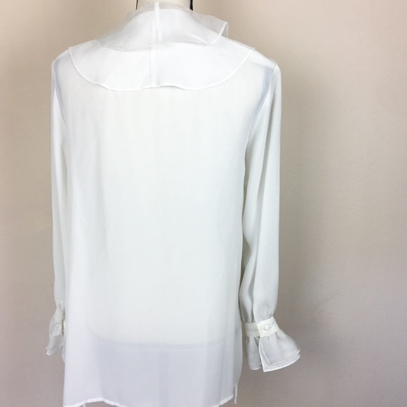 VTG Jordan Ruffle Detail White Long Sleeve Blouse – The Stand Alone