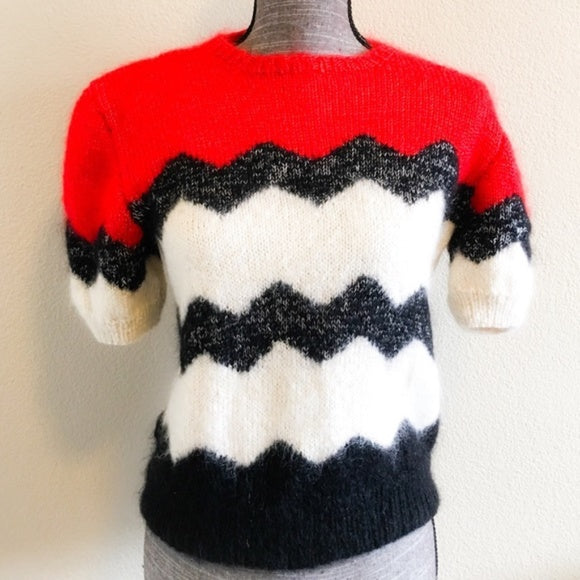 Vintage Mohair Chevron Pullover Sweater