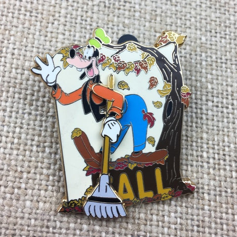 Disney Goofy Fall Season Raking Leaves Pin
