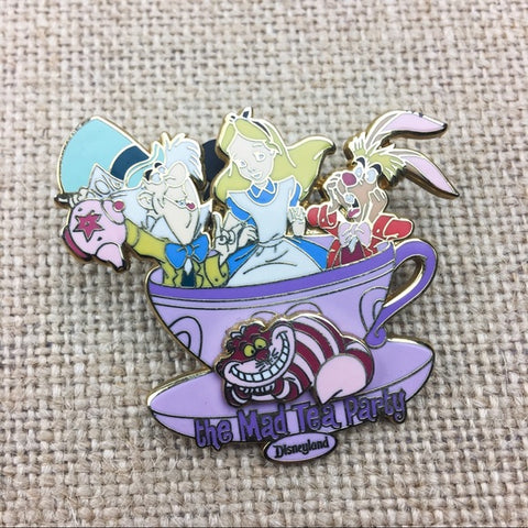 Disney Disneyland The Mad Tea Party Attraction 3D Alice Cheshire Teacup Pin