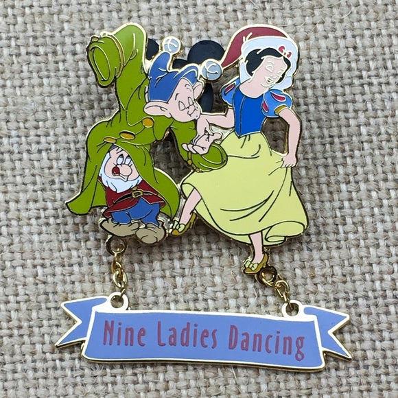 Disney Snow White Nine Ladies Dancing Christmas Collection 2004 Dangle Pin