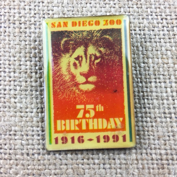 Vintage San Diego Zoo 75th Birthday Metal Lion Pin