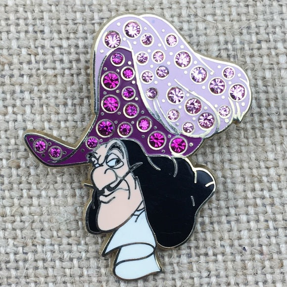 Disney Villians Peter Pan Captain Hook Jeweled Hat Pin