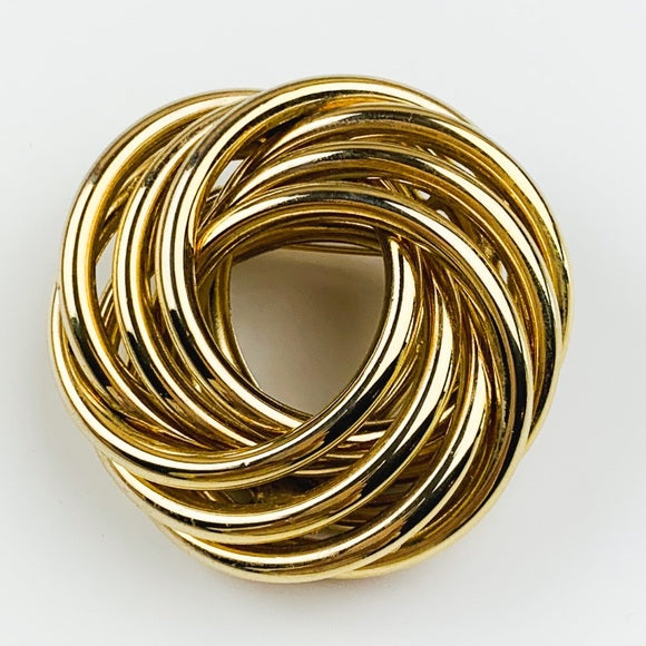 Vintage Rope Style Gold Tone Brooch Pin