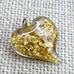Gold Nugget Flakes Glass Encased Heart Pendant