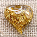 Gold Nugget Flakes Glass Encased Heart Pendant