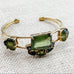 Vintage Monet Cluster Green Stone Gold Tone Cuff Bracelet