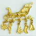 Vintage Signed JJ Goldtone Santa Sleigh Brooch Pin