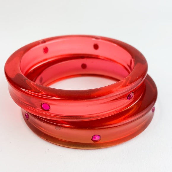 Vtg Lucite Plastic Transparent Bangle Bracelets