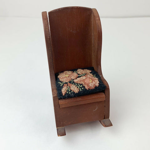 Vintage Dollhouse Miniature Wooden Wood Bench Rocking Chair Seat KYTCO