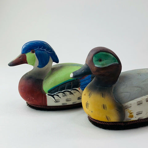 Vintage Jasco Ceramic Wood Duck Lint Remover Brush Decoy Figurine