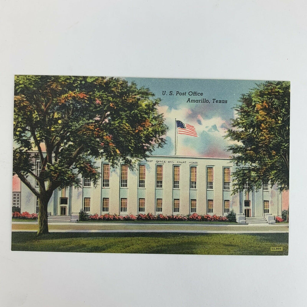 U.S Post Office Amarillo Texas Linen Postcard