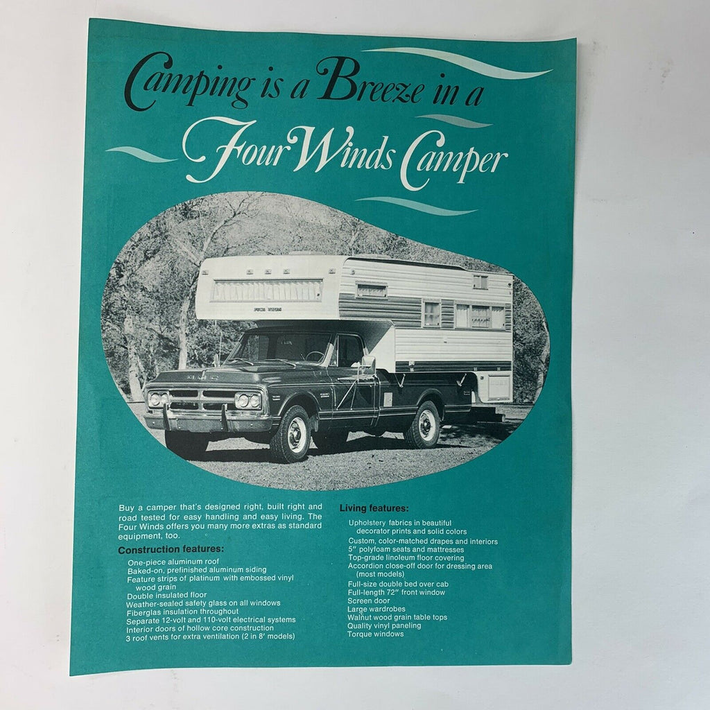 Vintage Four WInds Camper Sales Floorplans Paper Flyer Ad