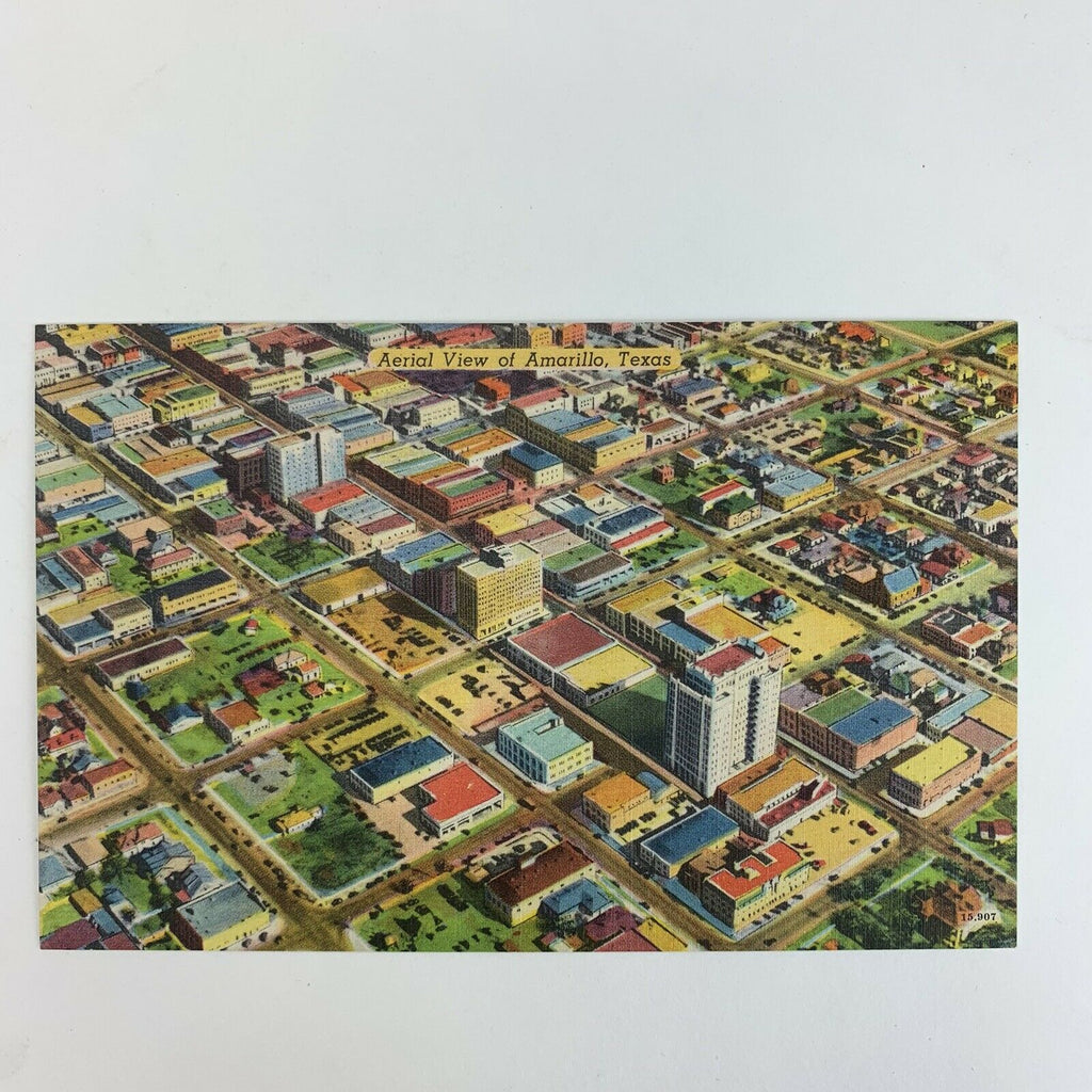 Amarillo Texas Aerial View of City Linen Postcard