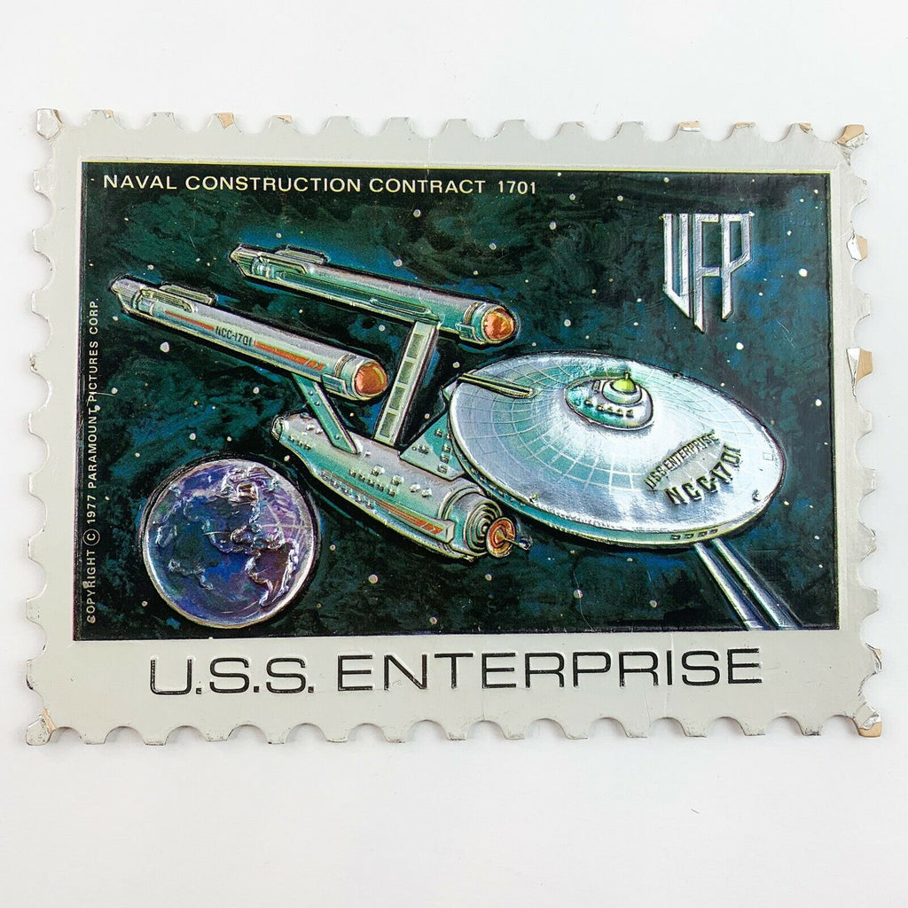 Star Trek Paramount Pictures 1977 Cardboard UFP U.S.S Enterprise Stamp