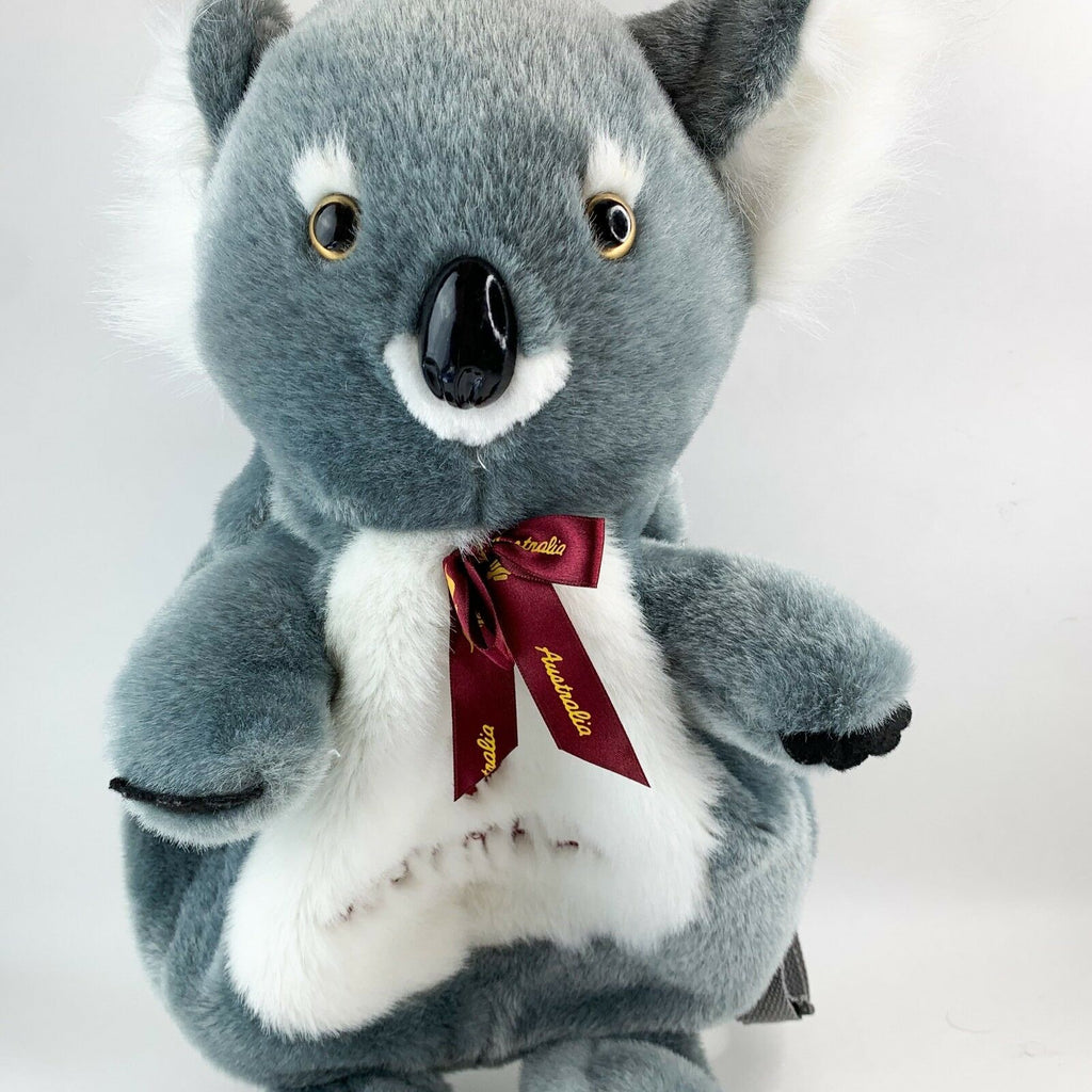 Australia Koala Back Pack Gray White Plush 3D Face Plush Animal Souvenirs
