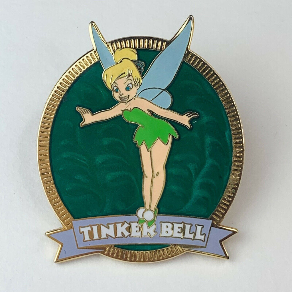 Disney Tinker Bell 2003 Princess Swirl Series Green Background Flying Pin