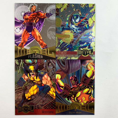 1995 Marvel Metal 4 Card Promo Sheet Uncut Flasher Venom Wolverine Iron Man