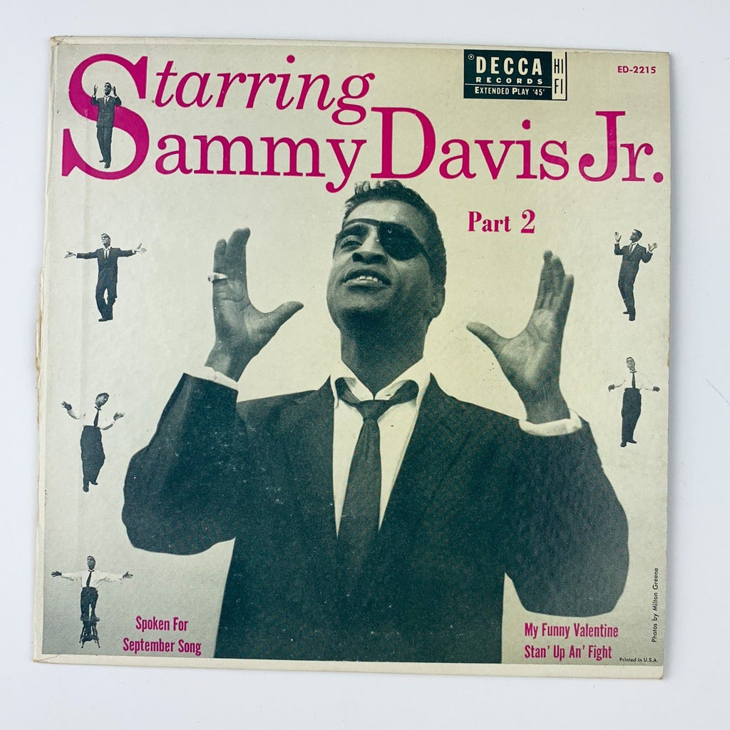 Vinyl Music Record Starring Sammy Davis Jr. Part 2 Decca Records 45 7" ED-2215
