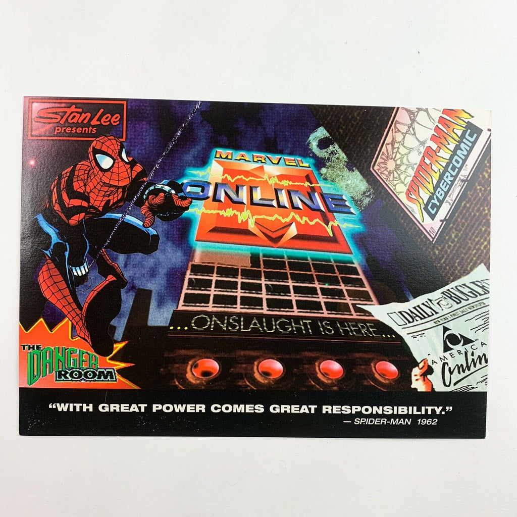 1996 Marvel Comics Spider- Man The Danger Room America Online Postcard