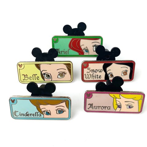 Disney Hidden Mickey Princess Rear View Mirror Series 5 Pin Set