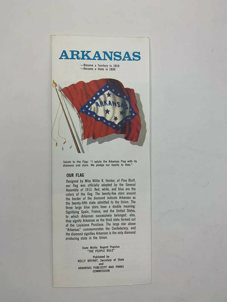 Vintage Brochure ARKANSAS State History Capitol Flag Tree Bird Flower