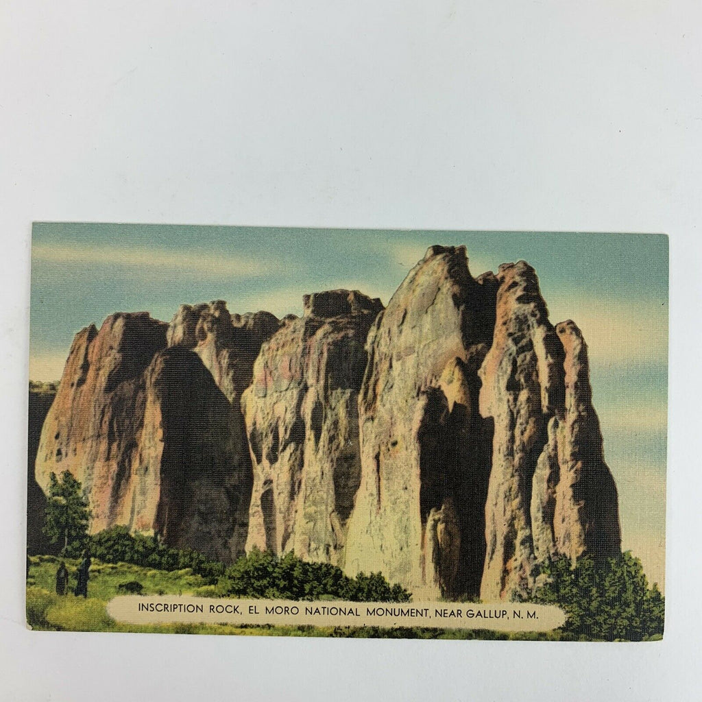 Rock El Moro National Monument New Mexico Linen Postcard
