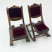 Folding Wood Rocking Chair Dollhouse Miniature Burgundy Crush Felt Chairs