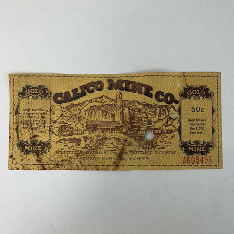 Knott's Berry Farm Calico Mine Co Gold Mine Admission Ticket 50 cent