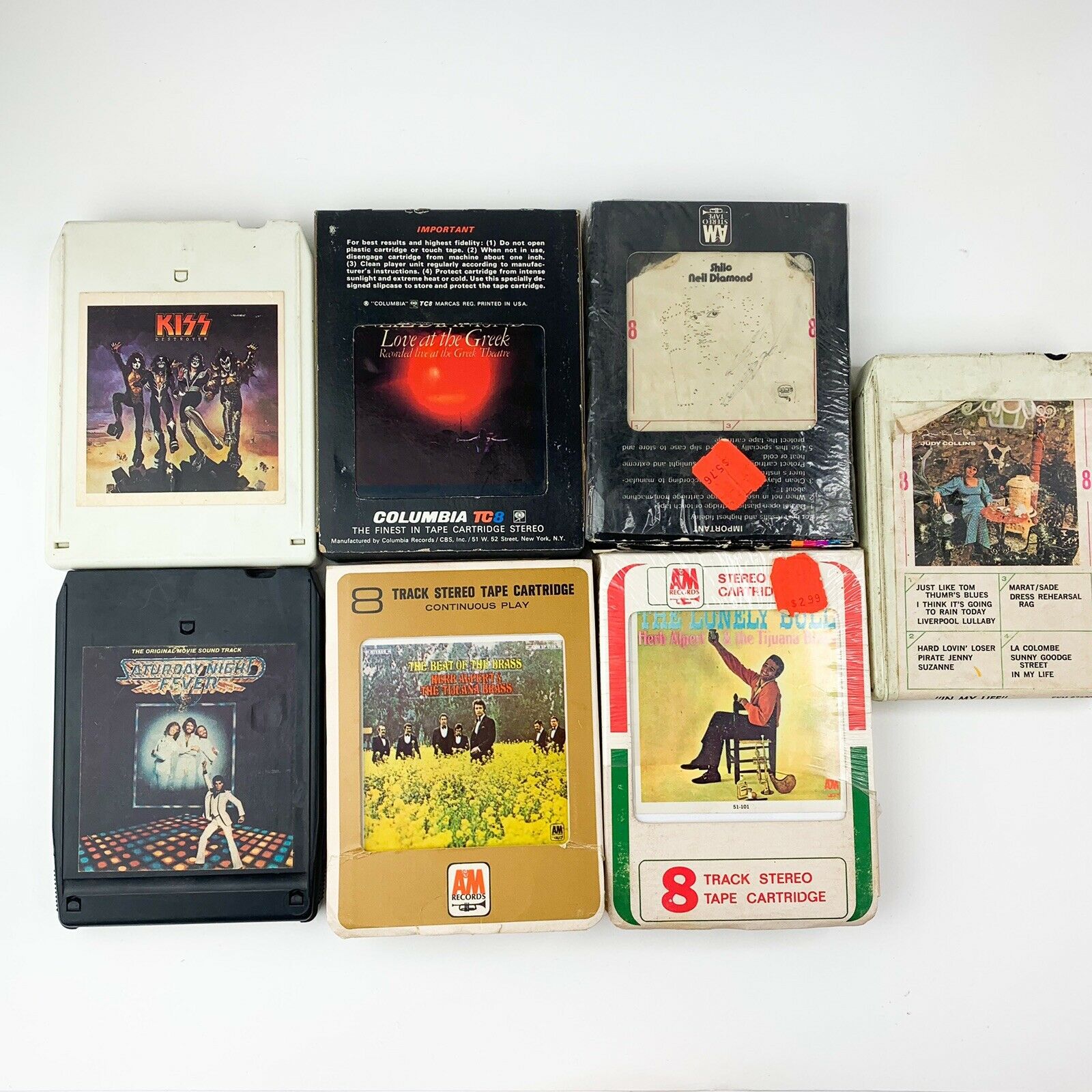 8 Track Tape Mixed Music Movie Lot 7 Kiss Neil Diamond Judy