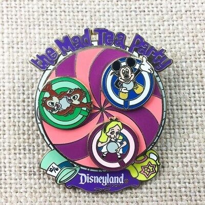 Disneyland The Mad Tea Party Spinner Mickey Alice Chip Dale Disney 3D Pin